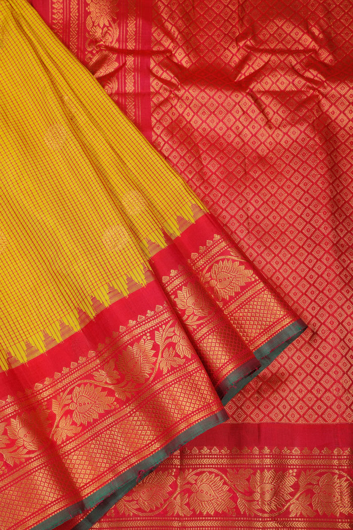 Mustard Yellow Handloom Pure Silk Gadwal Saree