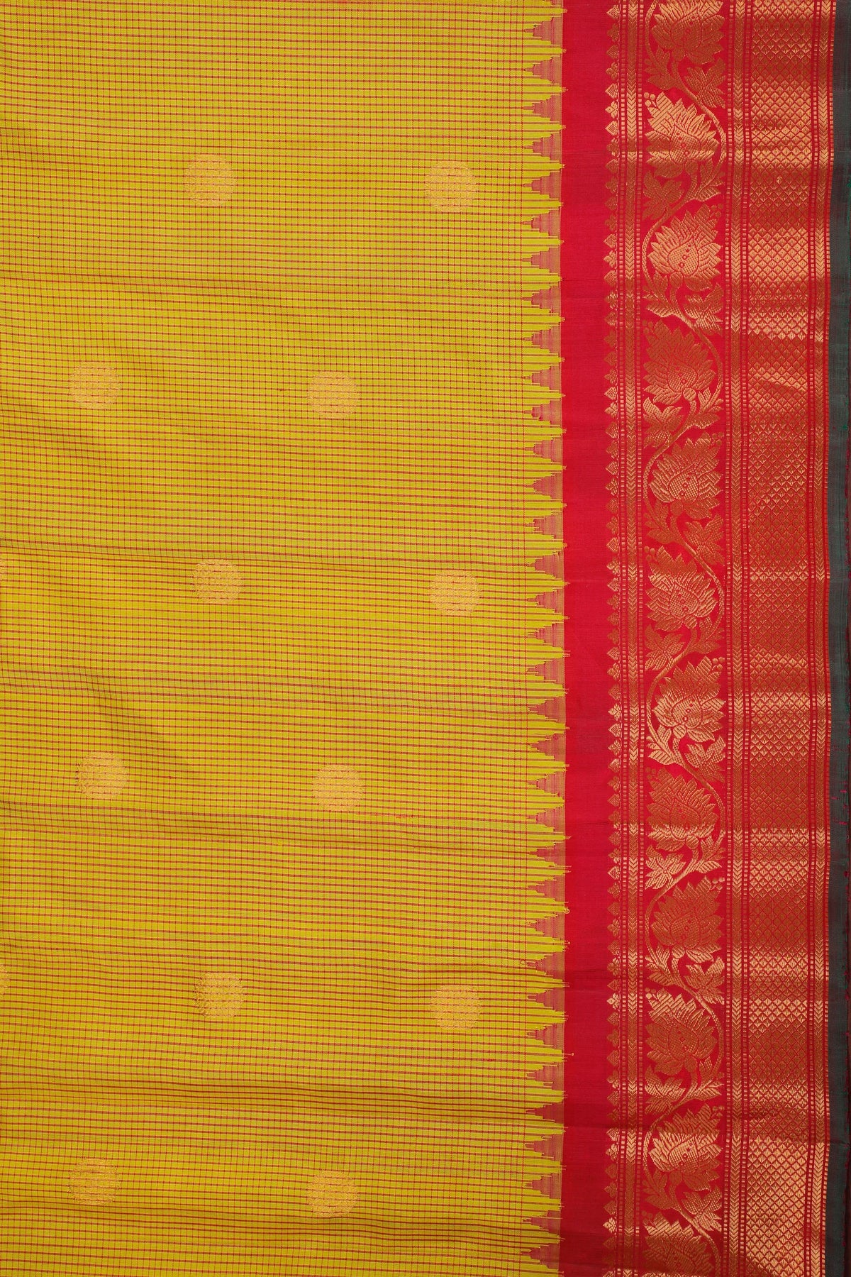 Mustard Yellow Handloom Pure Silk Gadwal Saree
