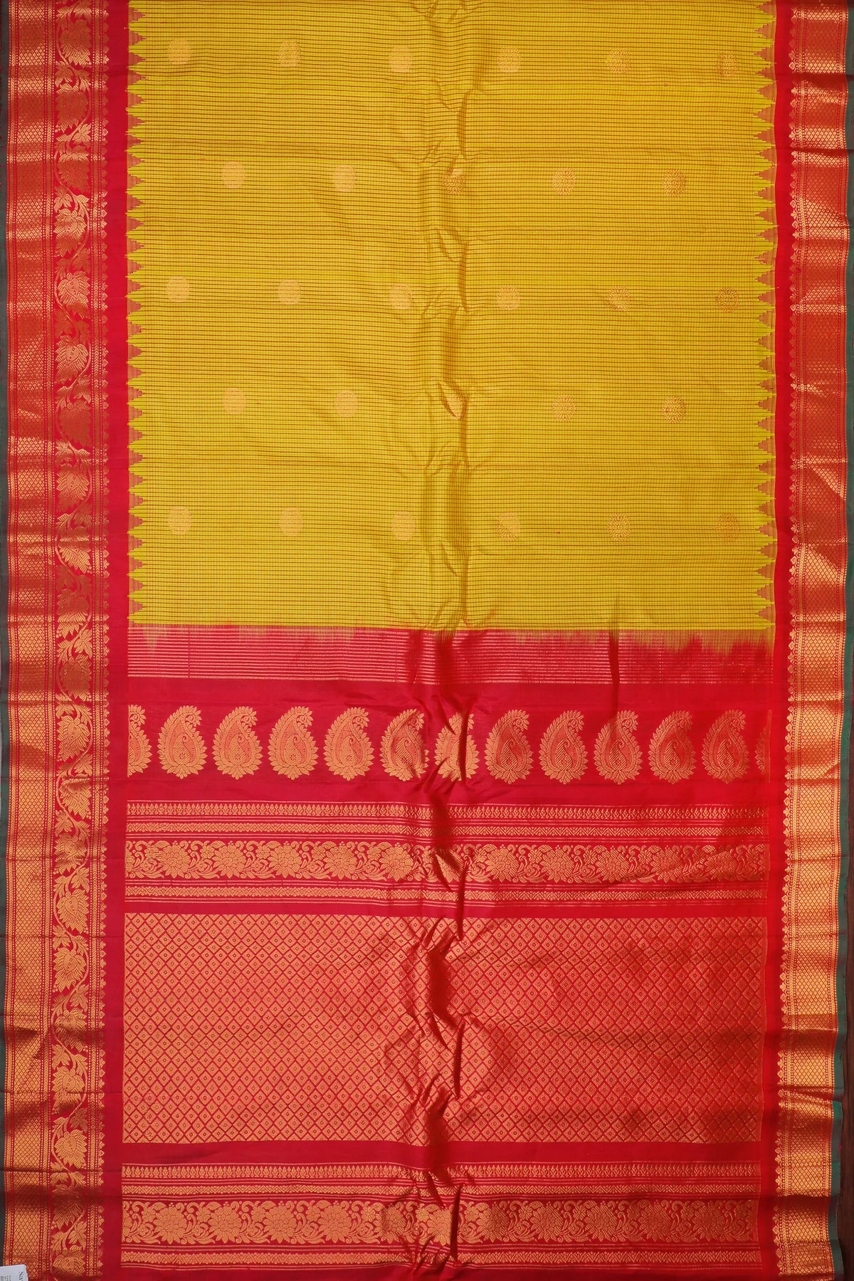 Mustard Yellow Handloom Pure Silk Gadwal Saree