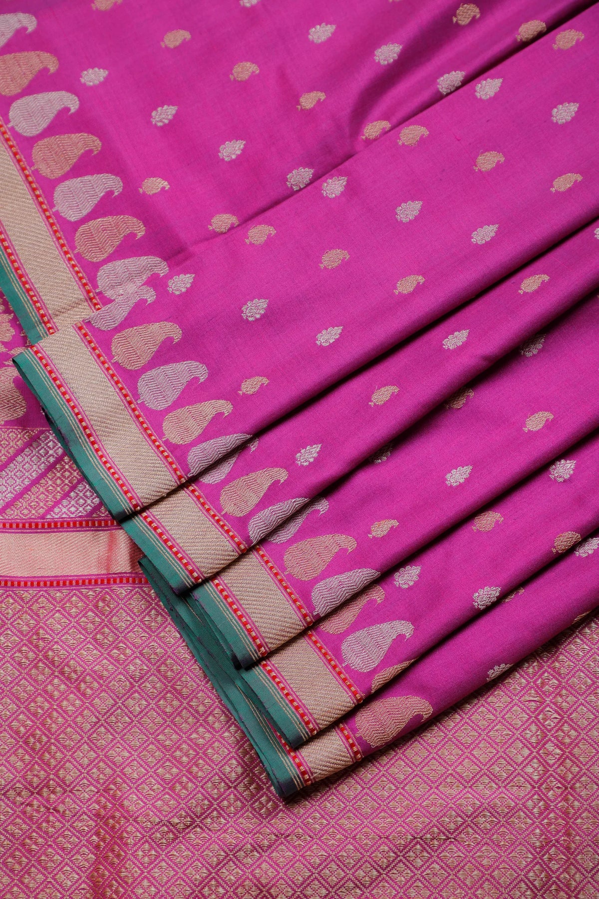 Magenta Katan and Spun Silk Benarasi Saree - Revival Design