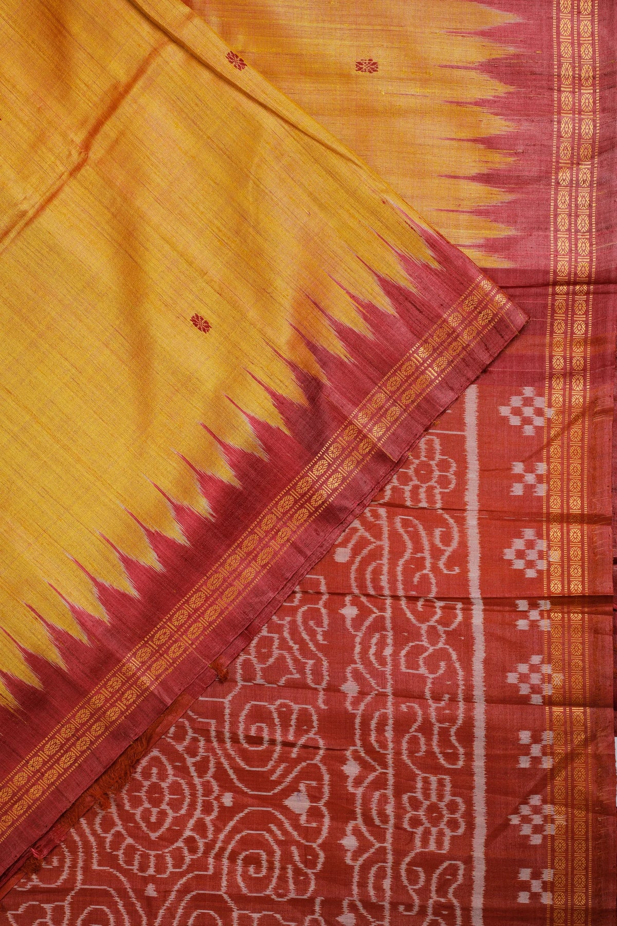 Mango Yellow Handloom Tussar Silk Saree