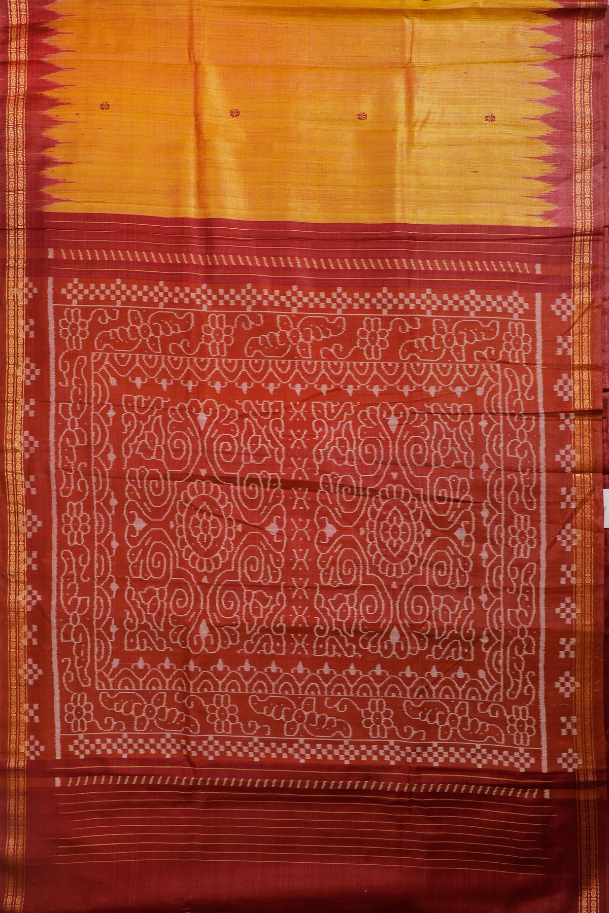 Mango Yellow Handloom Tussar Silk Saree