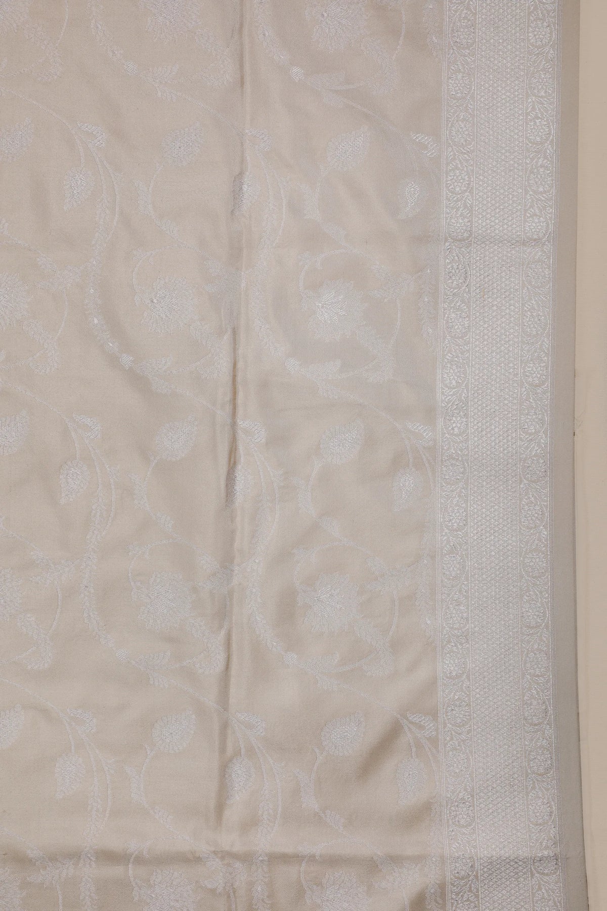 White Handloom Benarasi Katan Silk Saree