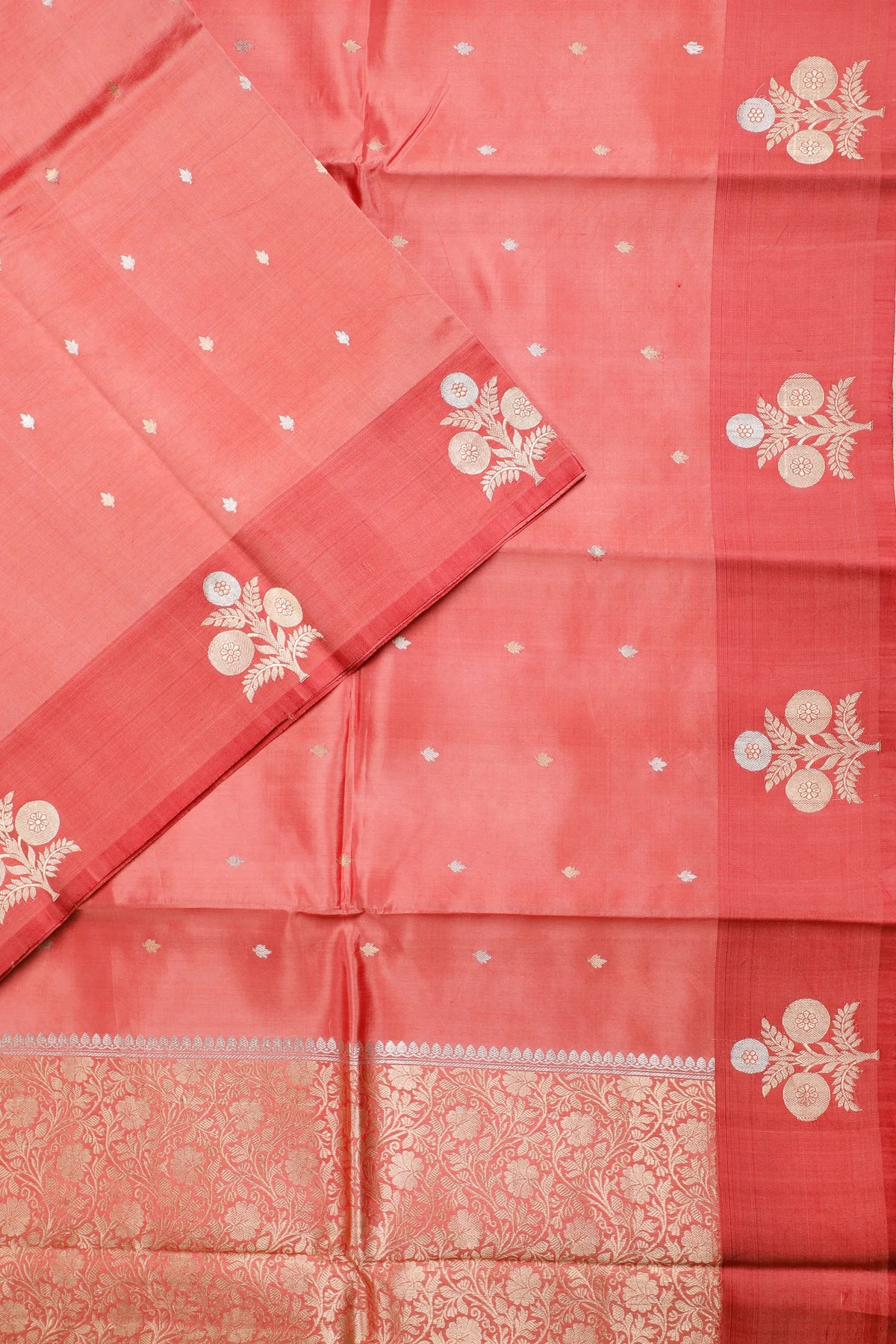 Peach Pure Silk Handloom Mashru Benarasi Saree
