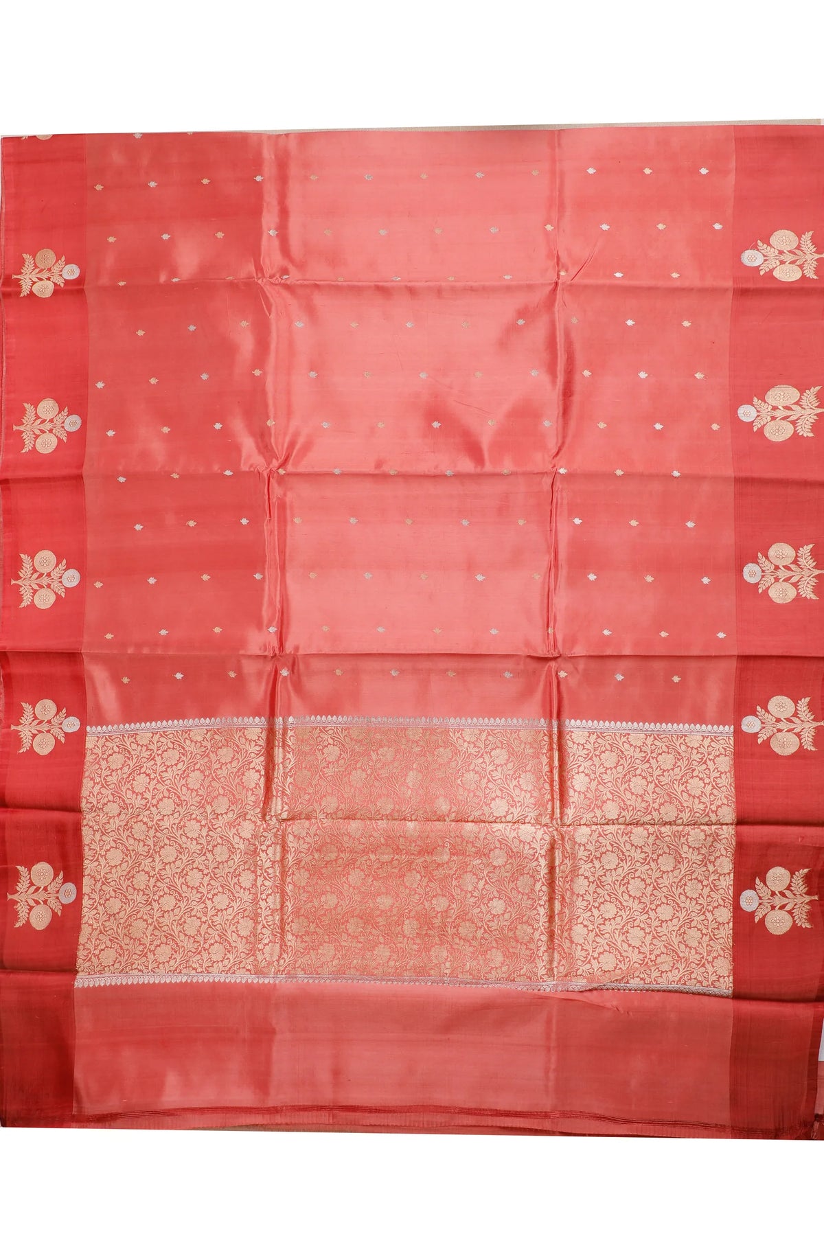 Peach Pure Silk Handloom Mashru Benarasi Saree