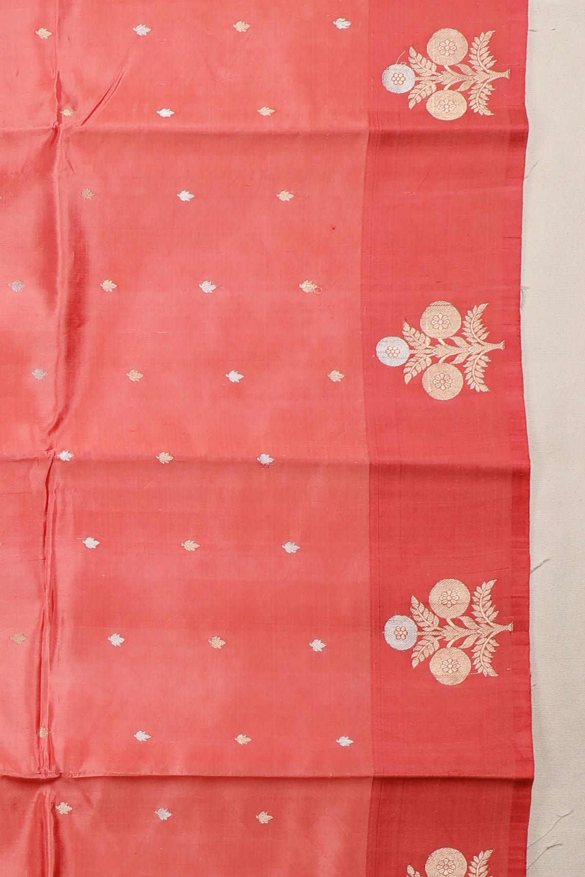 Peach Pure Silk Handloom Mashru Benarasi Saree