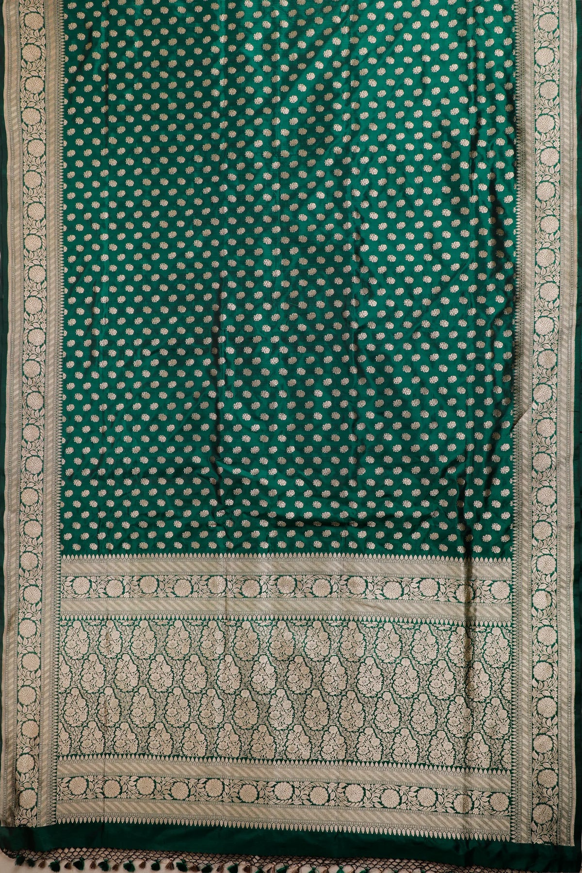 Dark Green Handloom Benarasi Katan Silk Saree