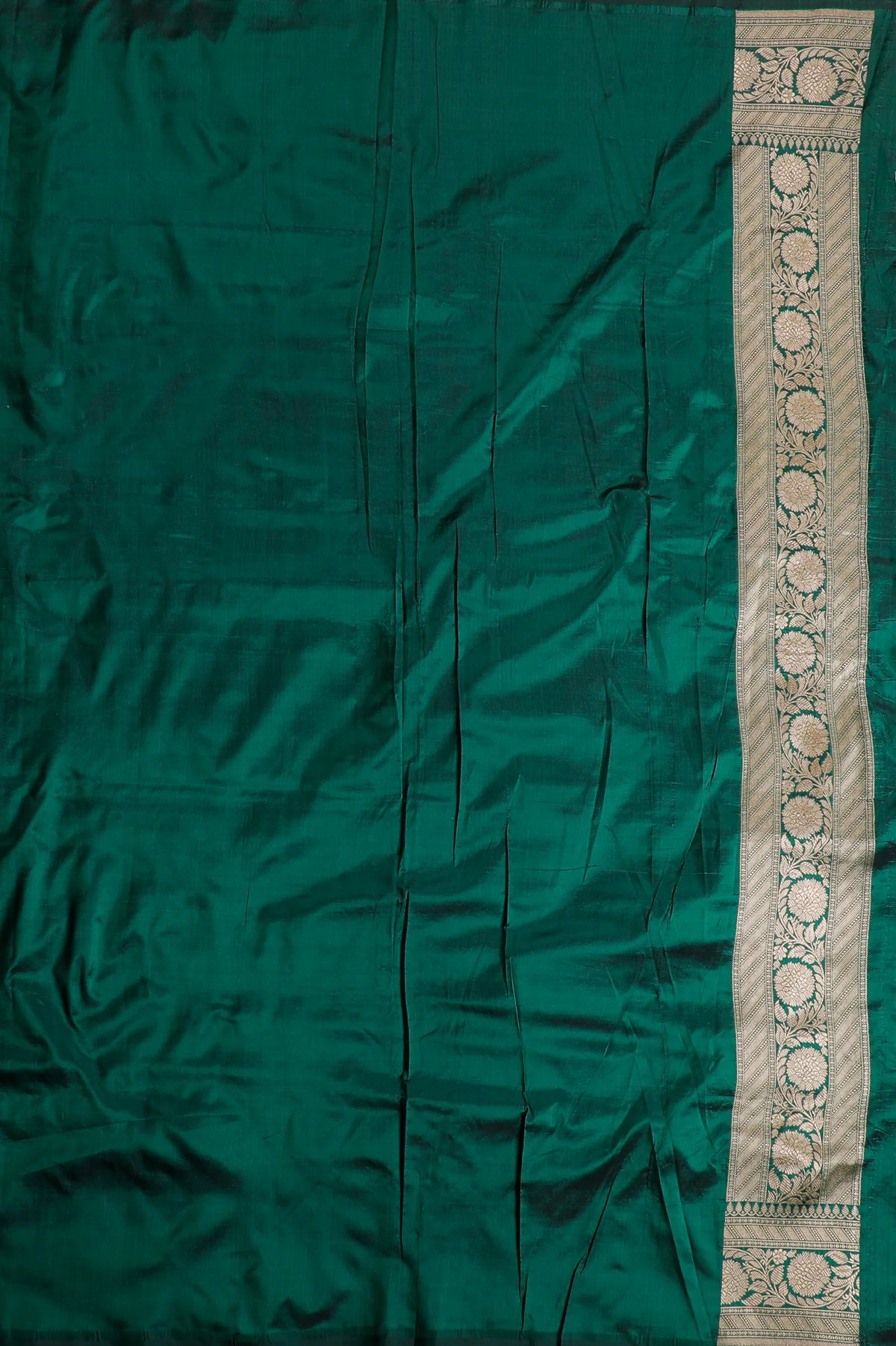 Dark Green Handloom Benarasi Katan Silk Saree