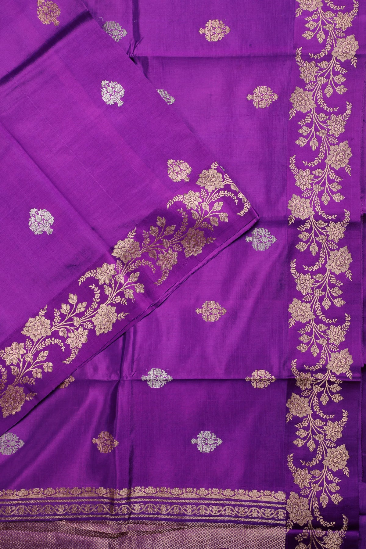Purple Pure Silk Handloom Mashru Benarasi Saree