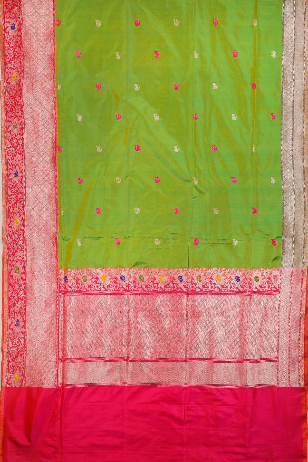 Parrot Green Benarasi Katan Pure Silk Saree