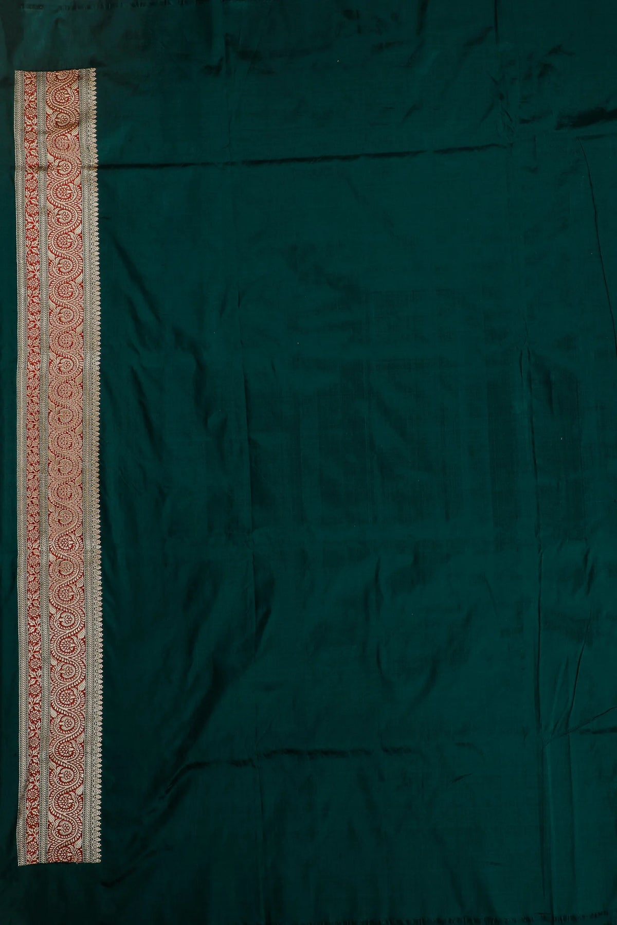 Bottle Green Handloom Real Zari Pure Silk Benarasi Saree