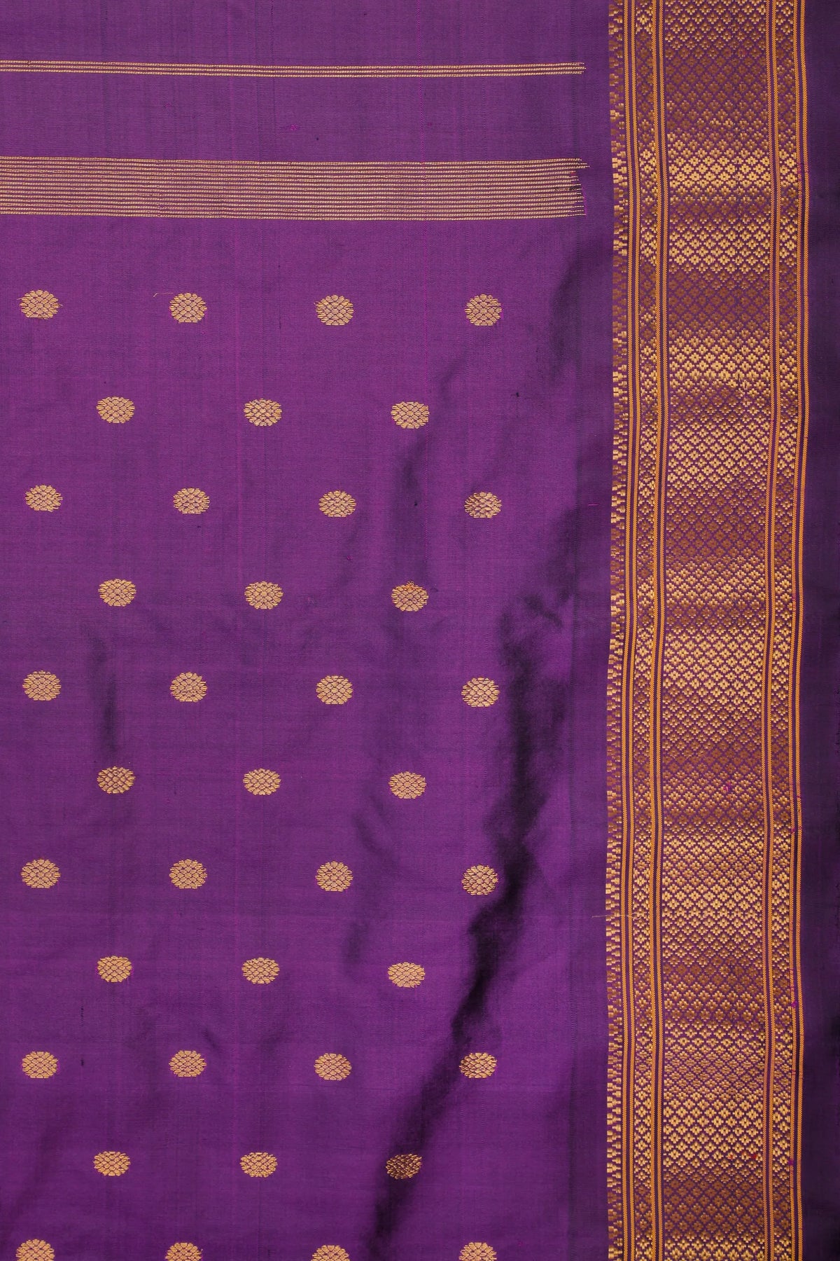 Dark Purple Handloom Pure Silk Gadwal Saree - Kalanjali Paithani