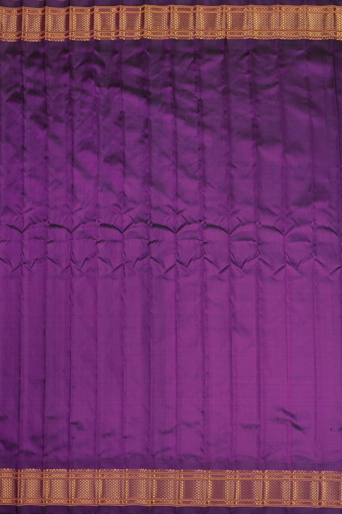 Dark Purple Handloom Pure Silk Gadwal Saree - Kalanjali Paithani