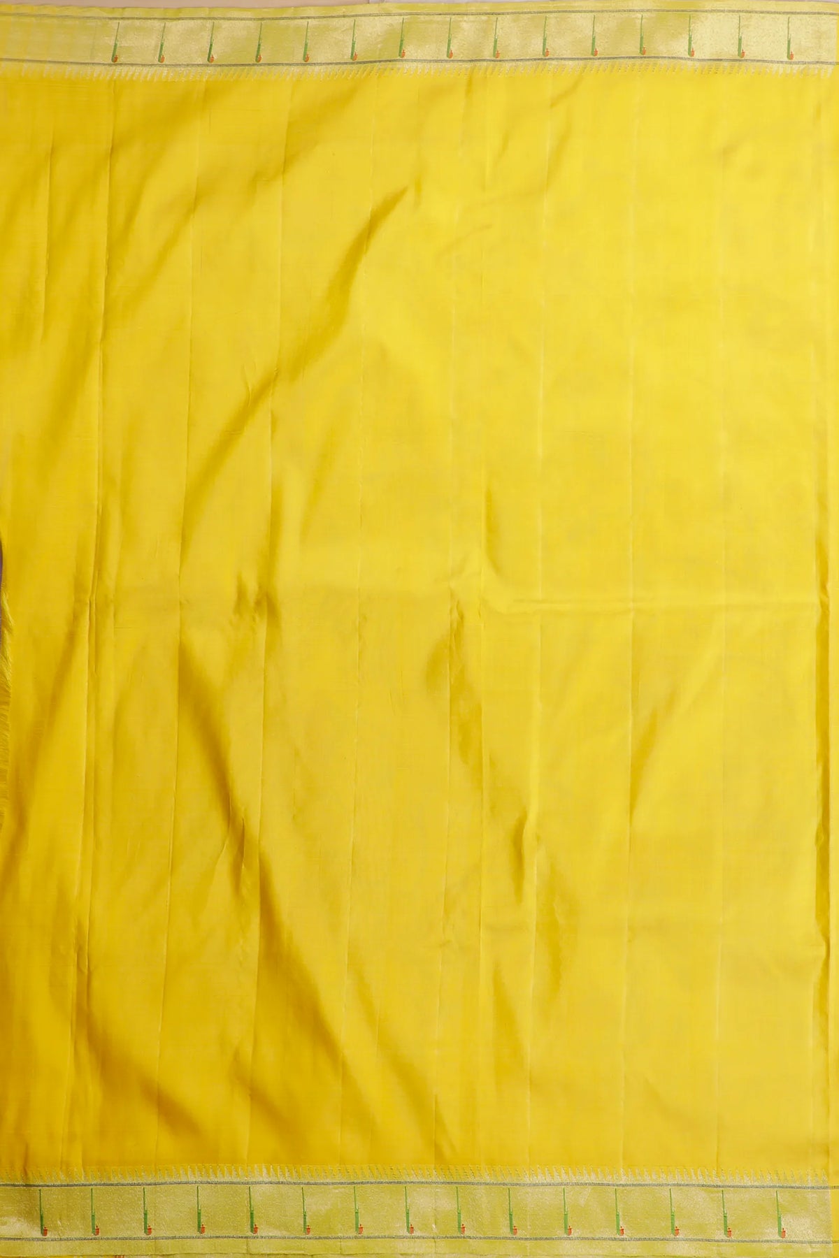 Lemon Yellow Pure Silk by Silk Handloom Paithani Saree with All Over Design