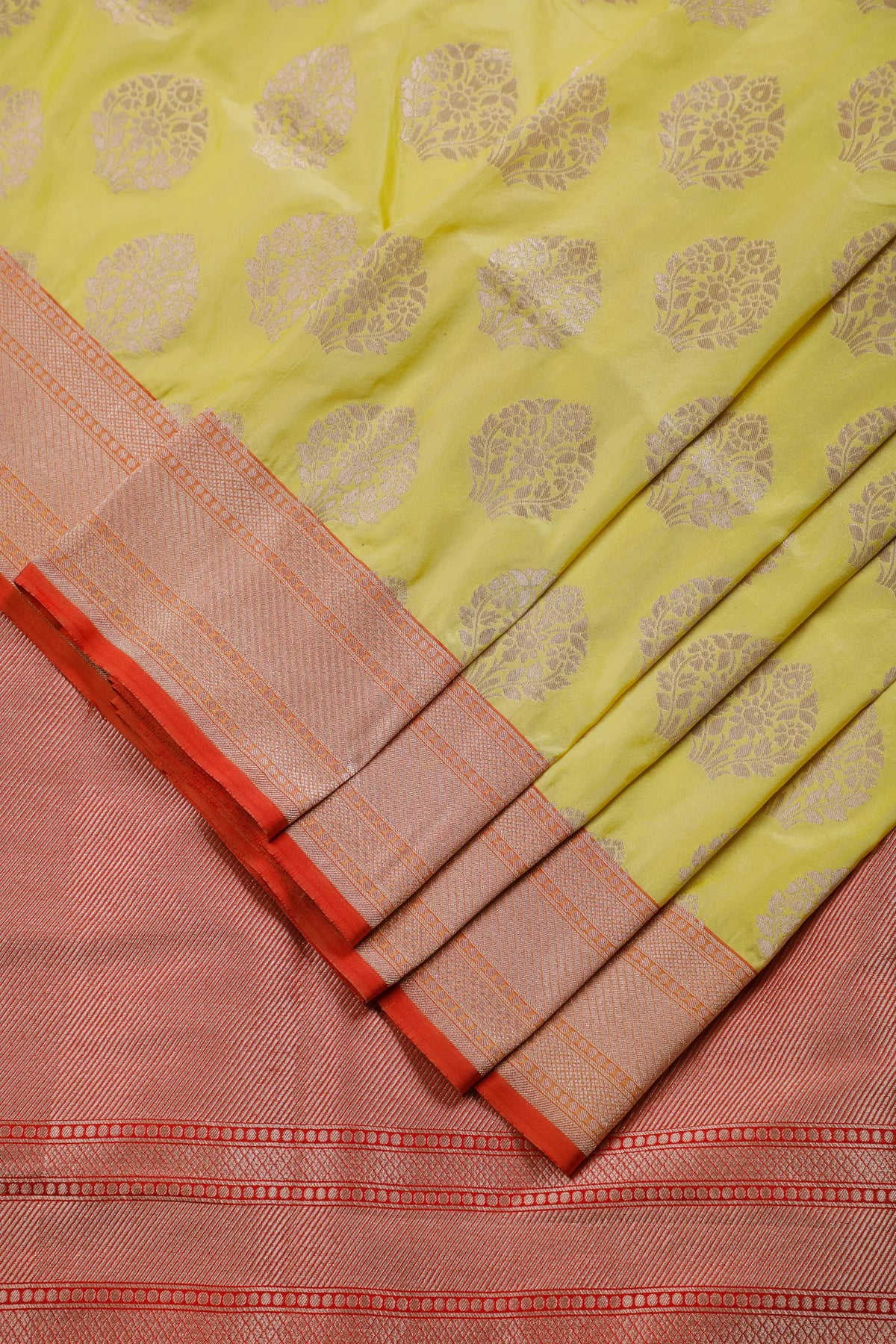 Lemon Yellow Handloom Benarasi Katan Silk Saree