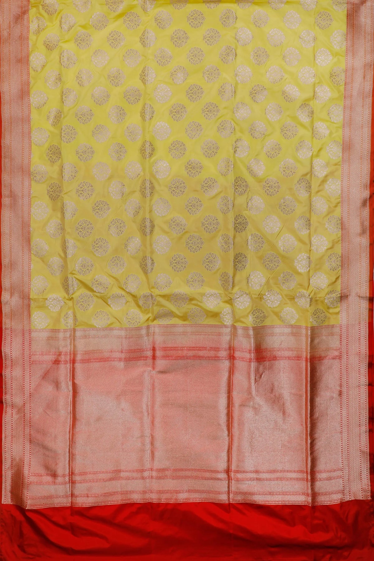 Lemon Yellow Handloom Benarasi Katan Silk Saree