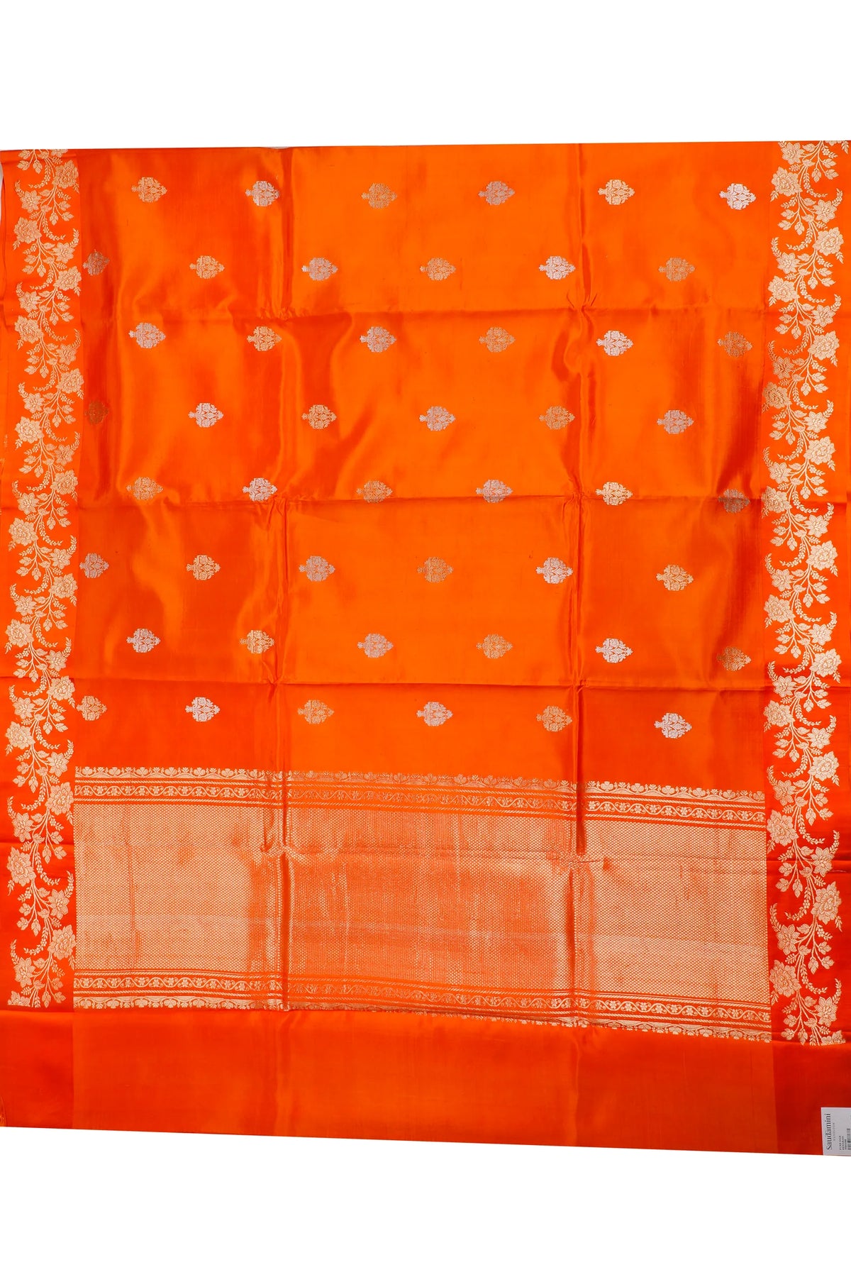 Orange Pure Silk Handloom Mashru Benarasi Saree