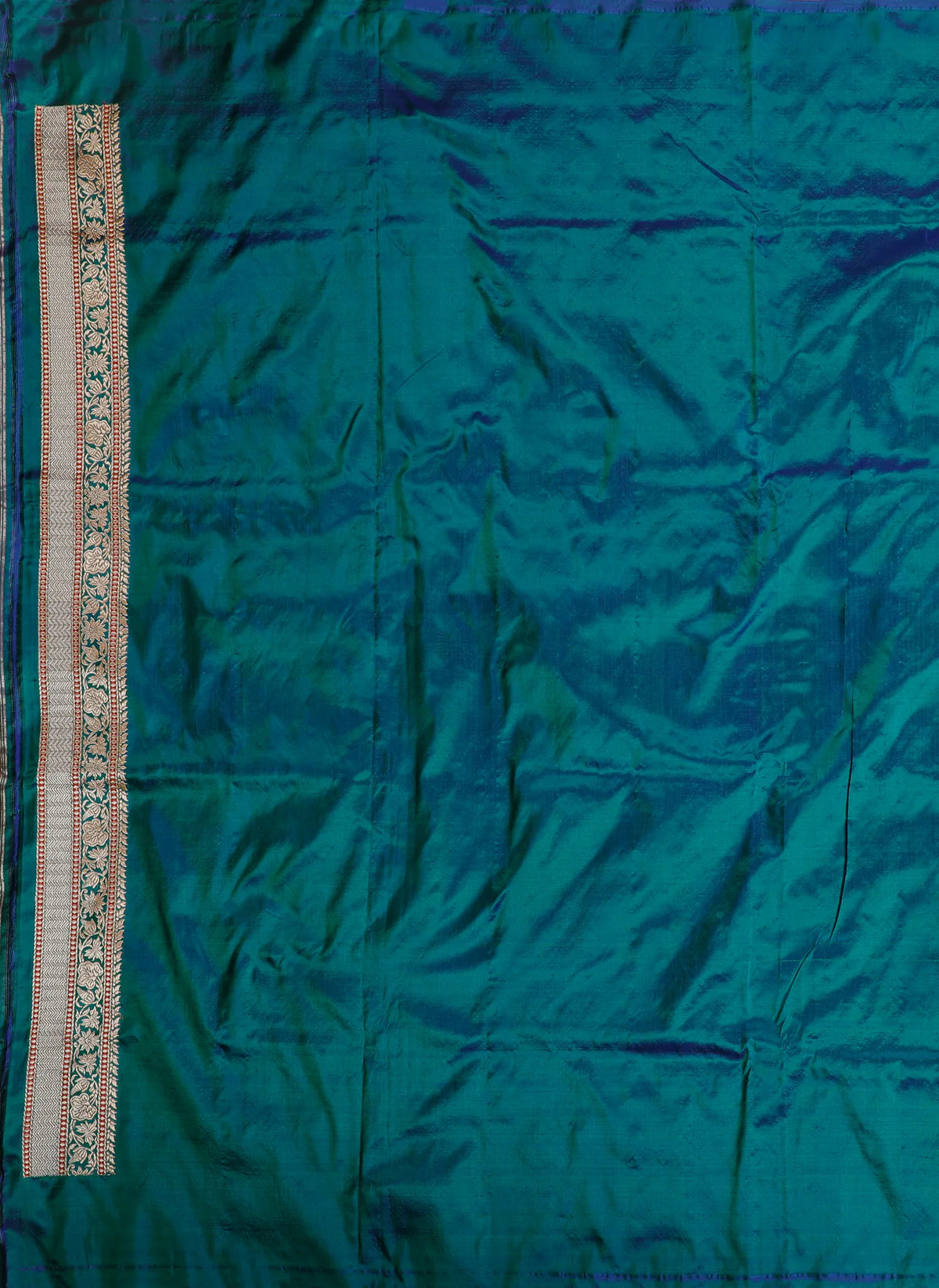 Peacock Blue Real Zari Pure Silk Benarasi Saree - Revival Design