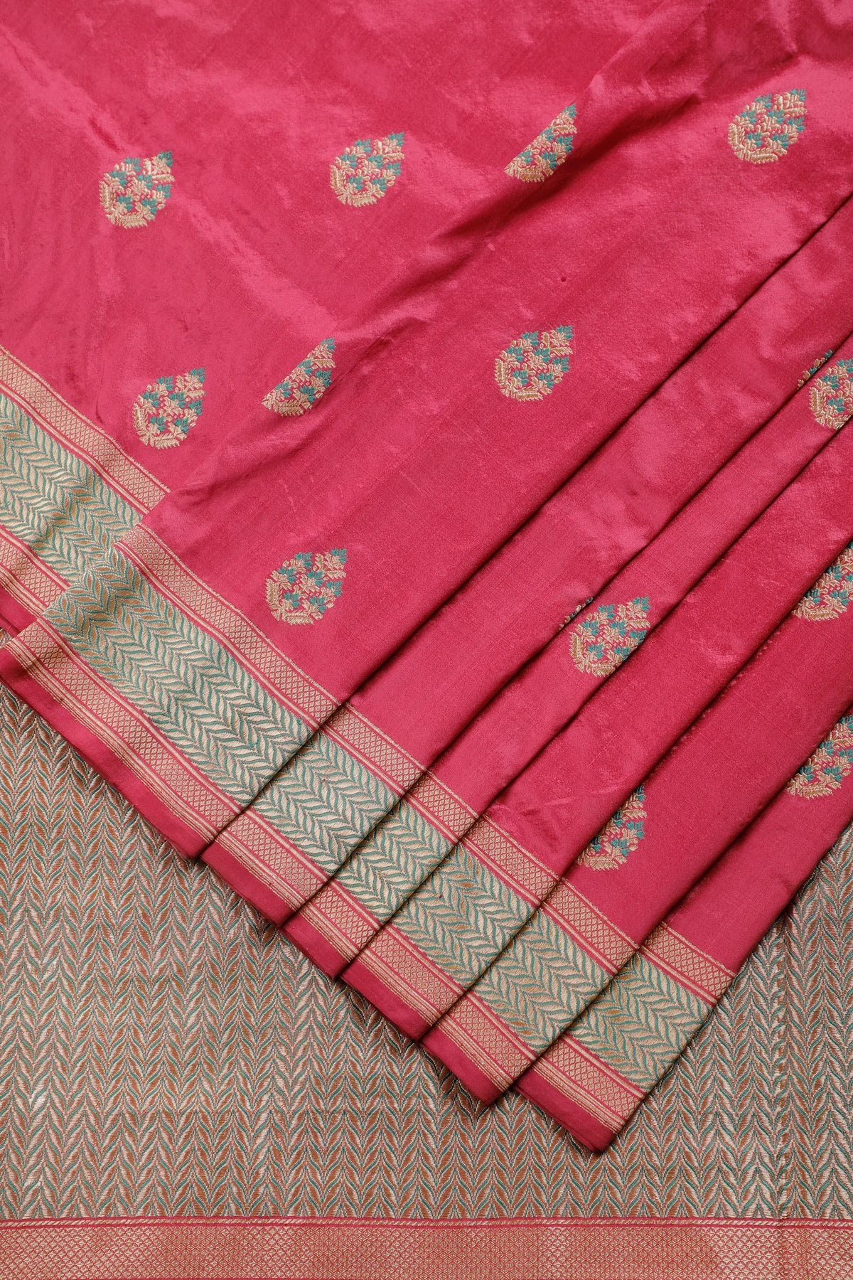 Peach Pink Real Zari Pure Silk Benarasi Saree - Revival Design