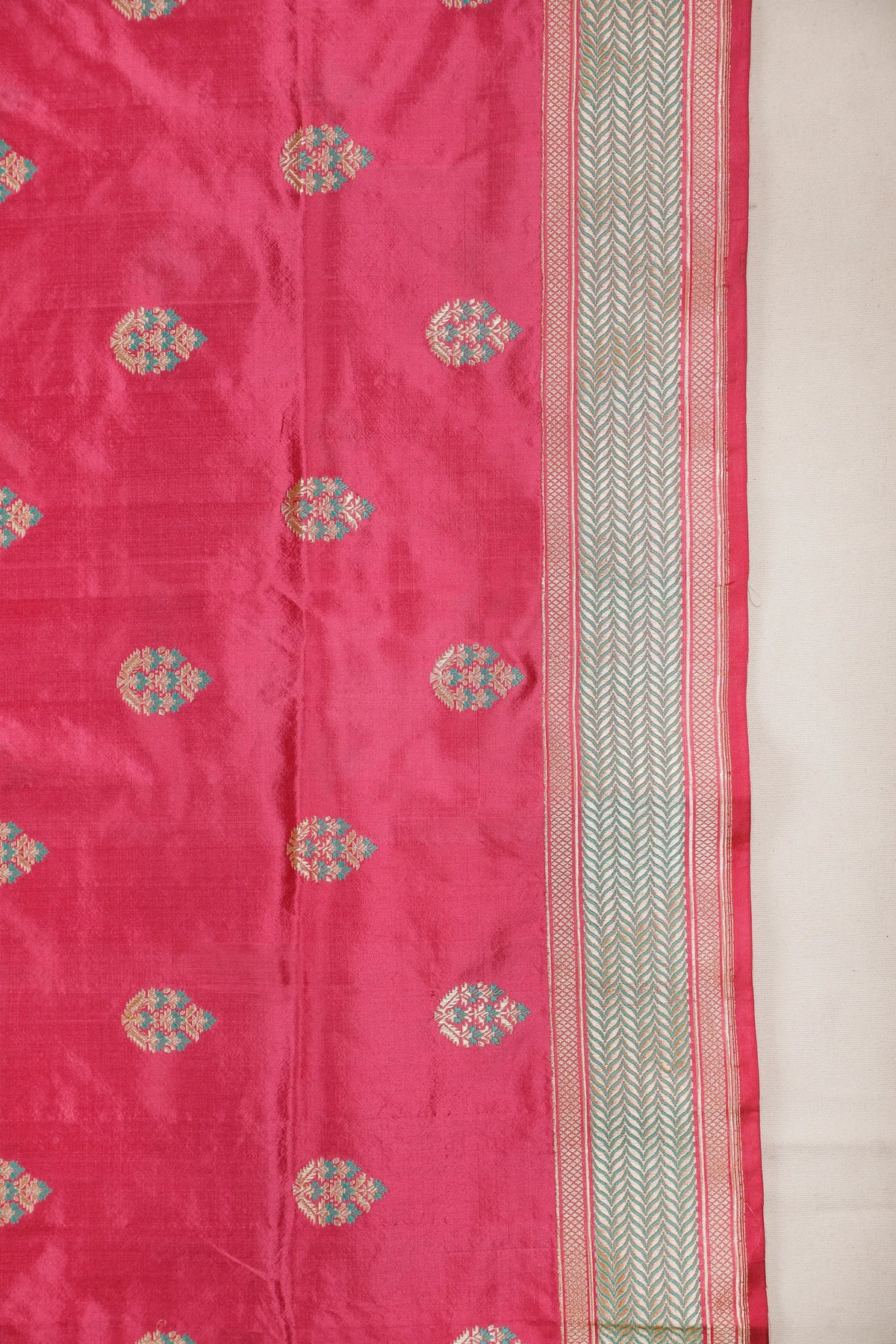 Peach Pink Real Zari Pure Silk Benarasi Saree - Revival Design