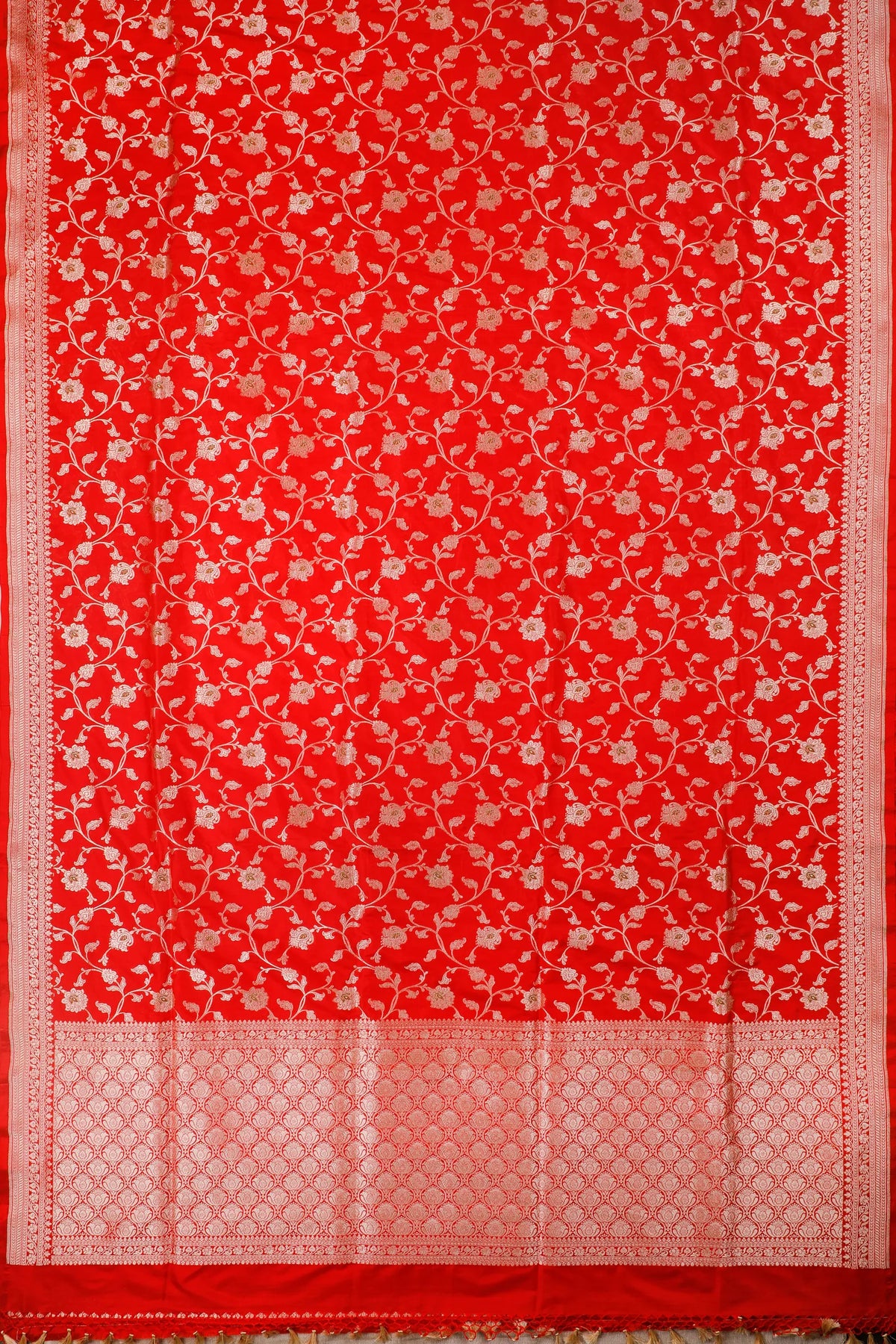 Reddish Orange Handloom Benarasi Katan Silk Saree