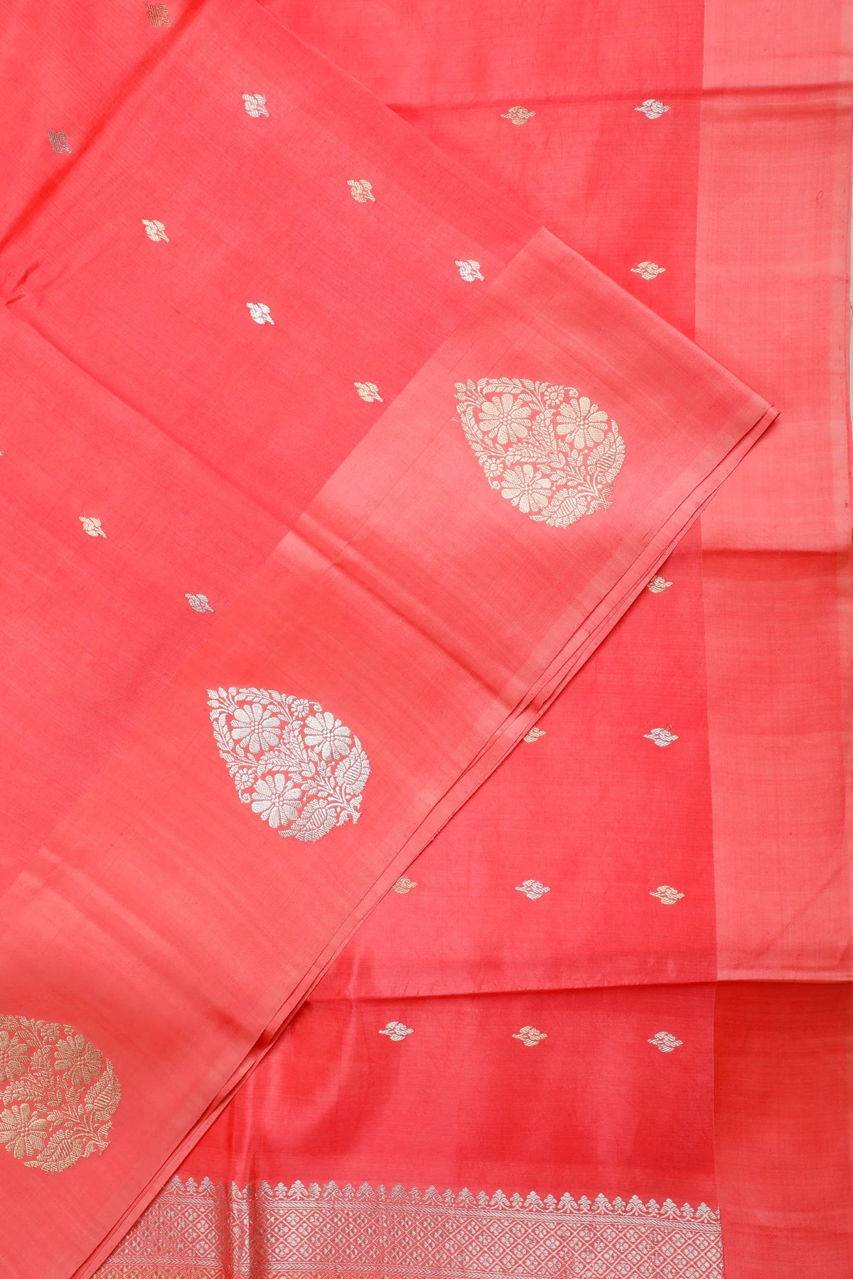 Peach Pure Silk Handloom Mashru Benarasi Saree