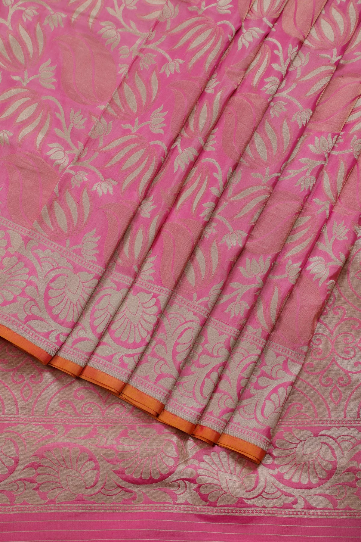 Baby Pink Benarasi Katan Pure Silk Saree with Tilfy Work