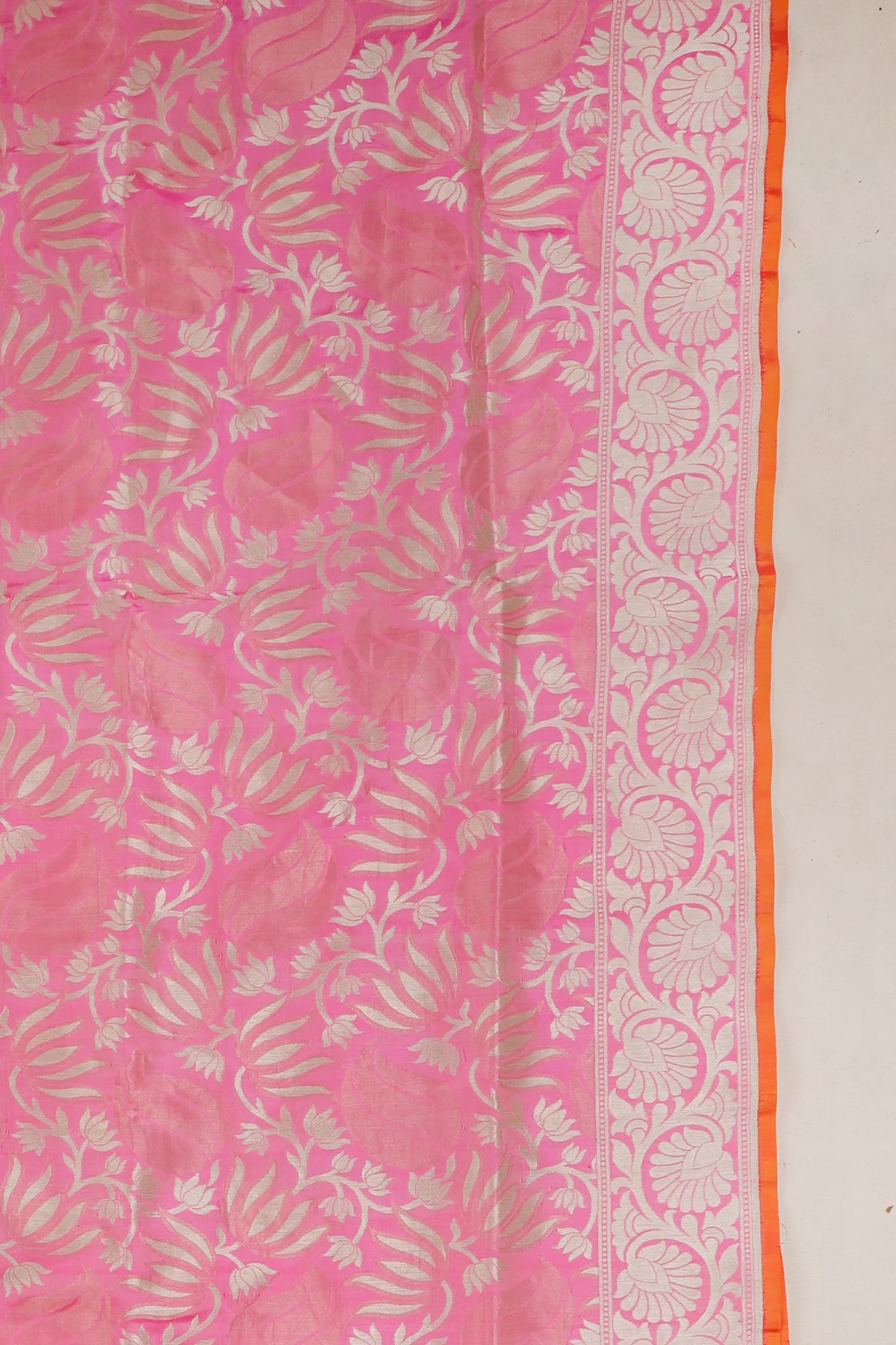 Baby Pink Benarasi Katan Pure Silk Saree with Tilfy Work