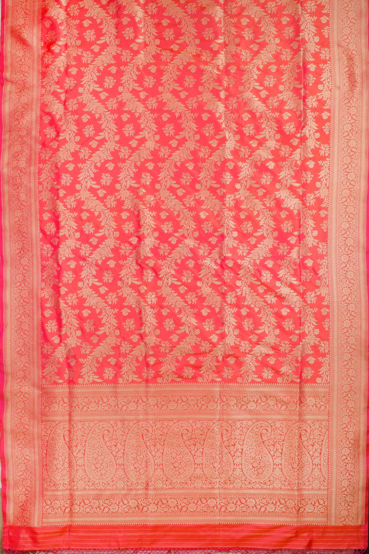 Peach Pink Handloom Benarasi Katan Silk Saree