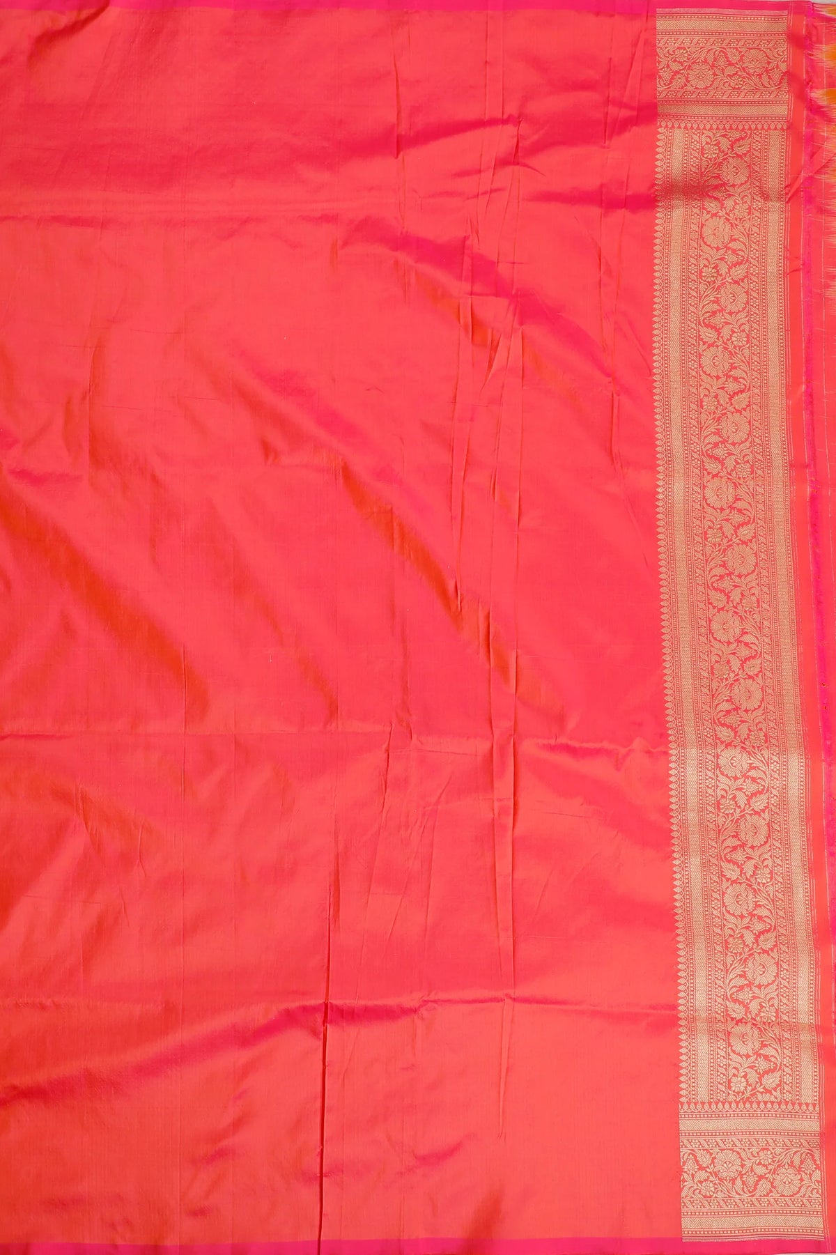 Peach Pink Handloom Benarasi Katan Silk Saree