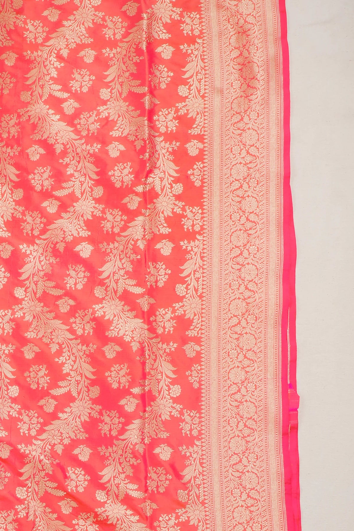 Peach Pink Handloom Benarasi Katan Silk Saree