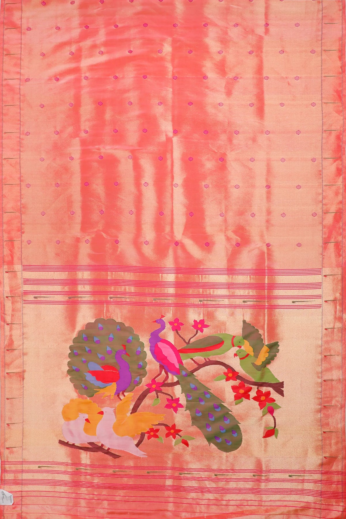 Red Pure Silk Handloom Tissue Paithani Saree