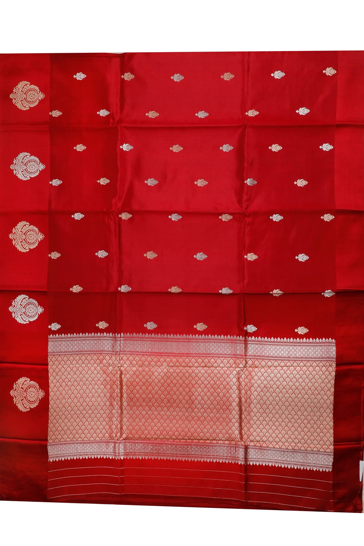 Brick Red Pure Silk Handloom Mashru Benarasi Saree