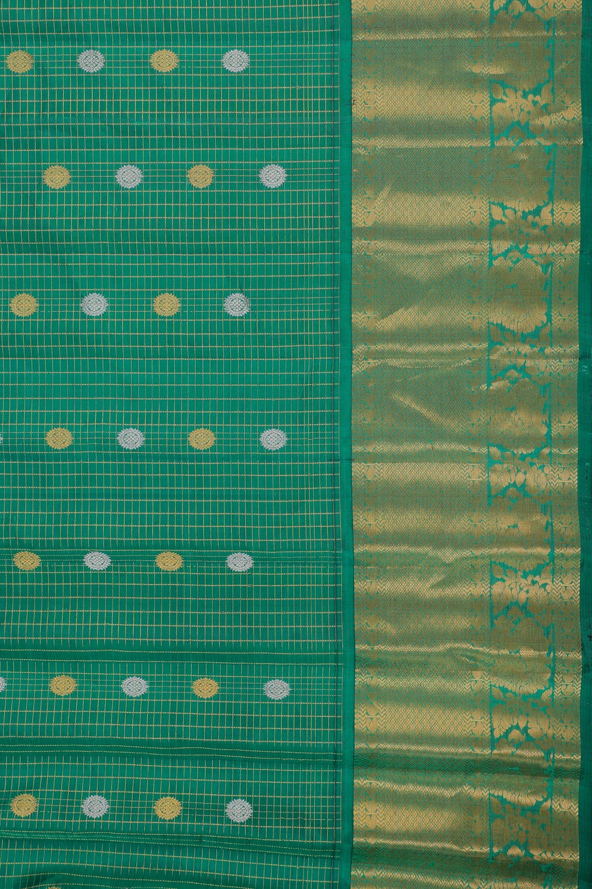 Bottle Green Handloom Pure Silk Gadwal Saree