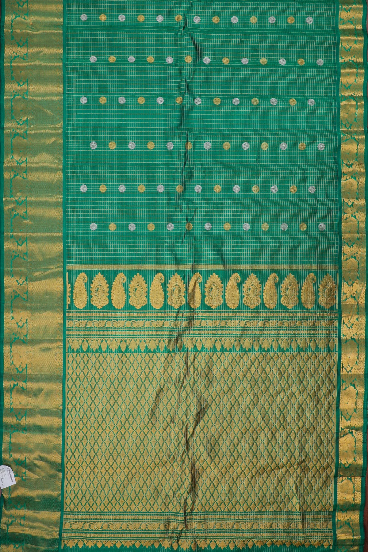 Bottle Green Handloom Pure Silk Gadwal Saree