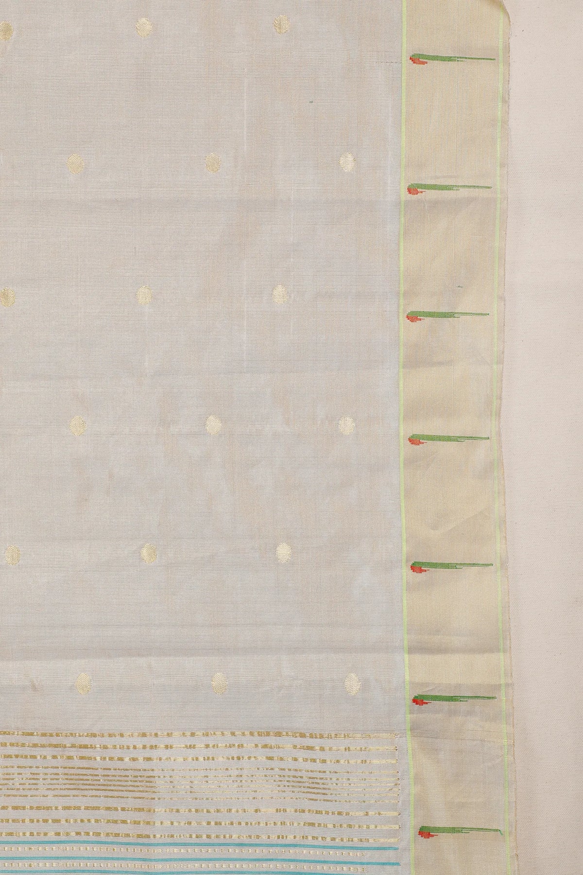 Ivory Pure Silk Handloom Tissue Paithani Saree with Deer Design