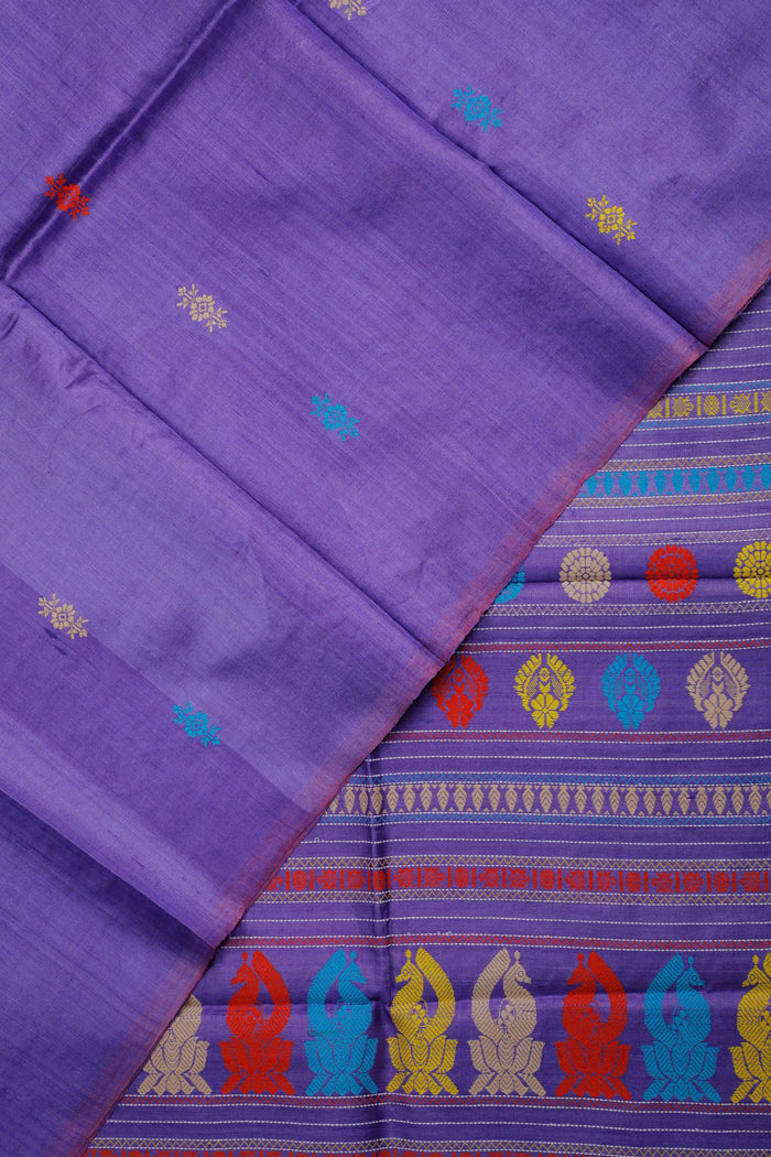 Lavender Gobalpur Orissa Tussar Pure Silk Handloom Saree - detail 1