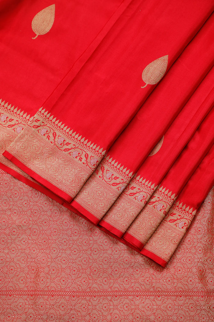 Red Handloom Benarasi Katan Silk Saree