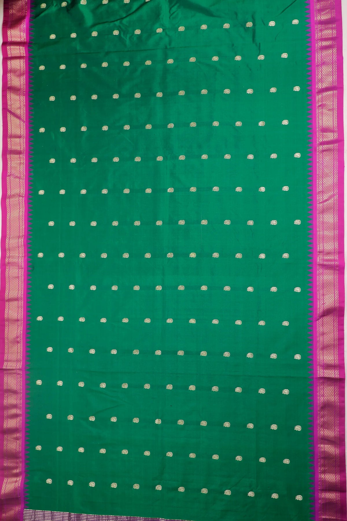 Dark Green Revival Pure Silk Handloom Paithani with Kadiyal Weave