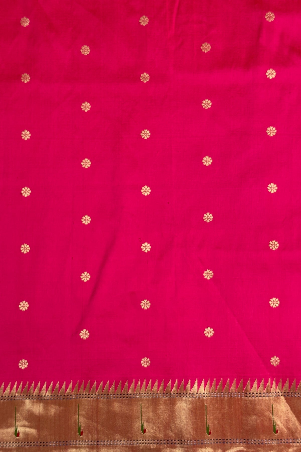 Peach Handloom Paithani Muniya Asawali