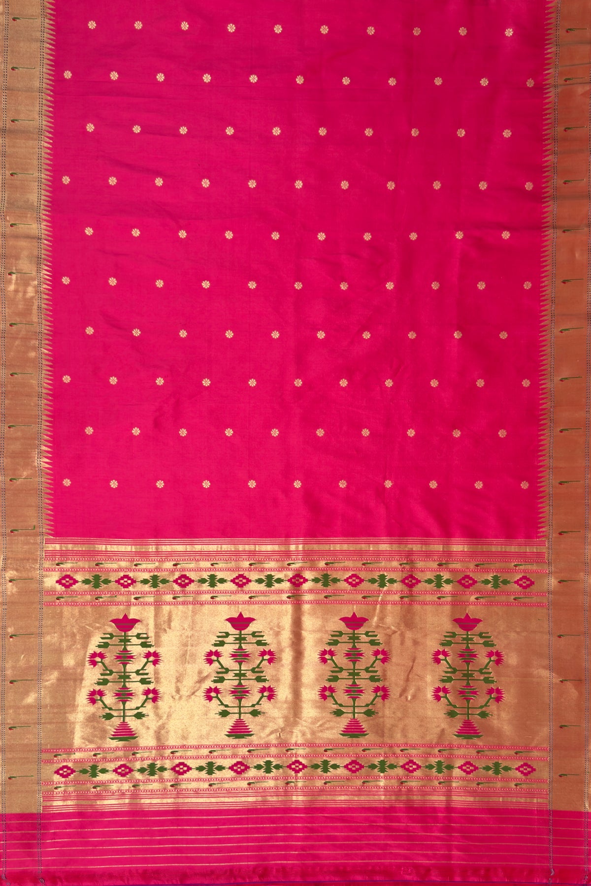 Peach Handloom Paithani Muniya Asawali