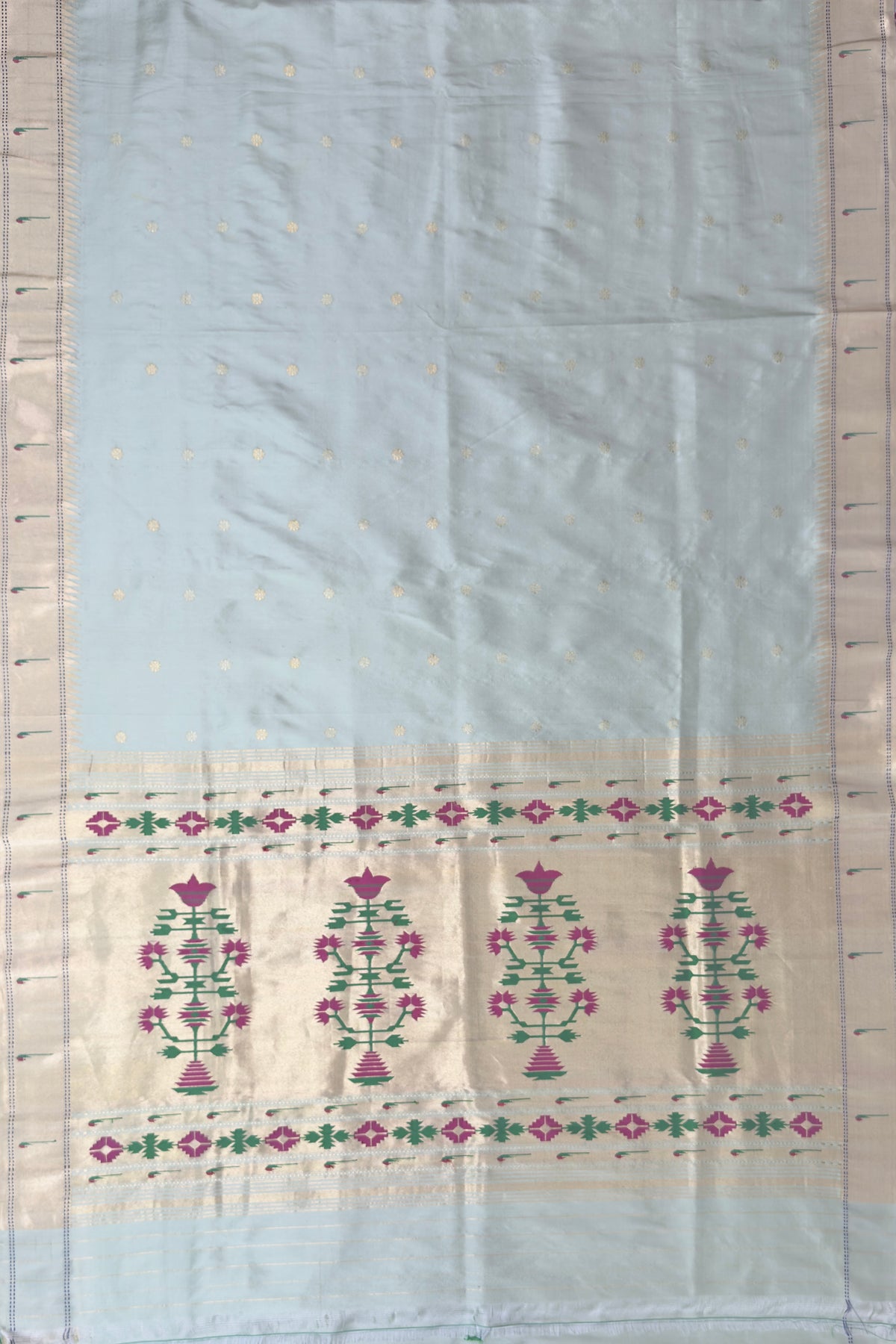Sea Green Handloom Paithani Muniya Asawali