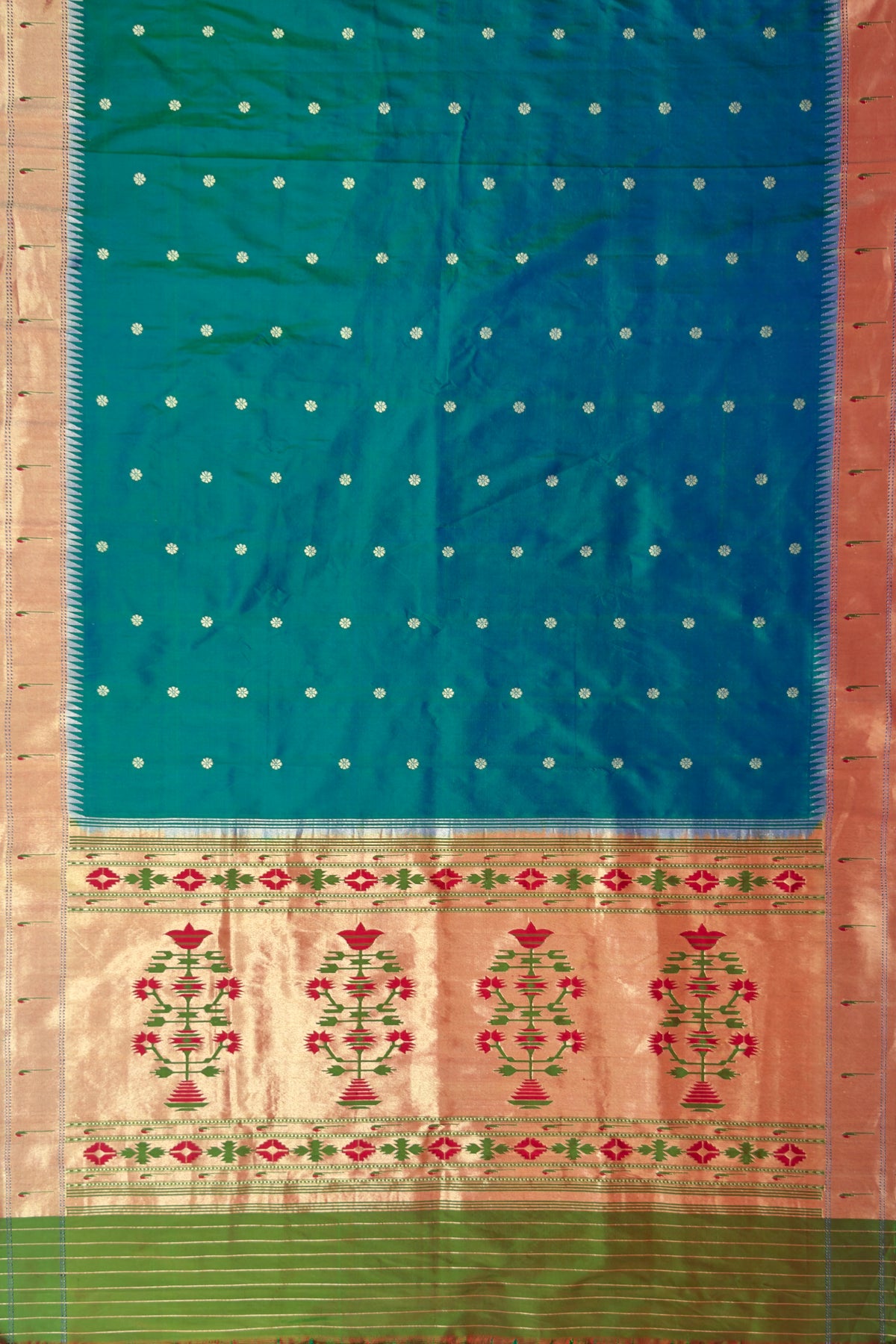 Peacock Blue Handloom Paithani Muniya Asawali