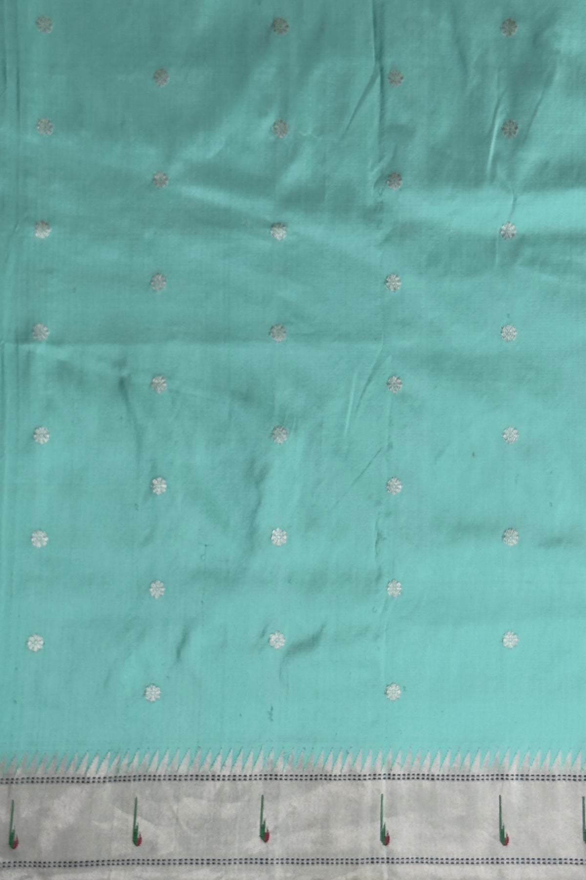 Mint Blue Handloom Paithani Muniya Asawali
