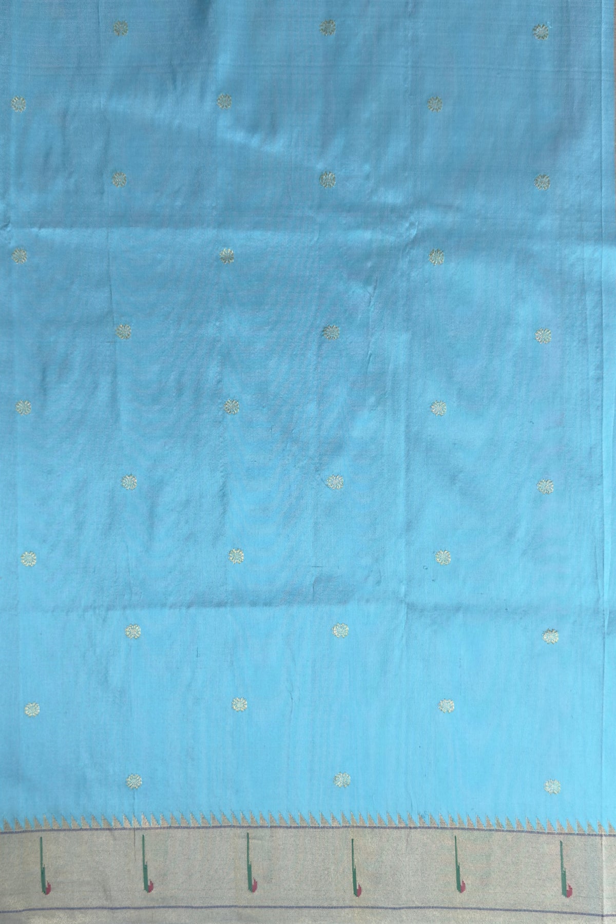 Sky Blue Handloom Paithani Muniya Asawali