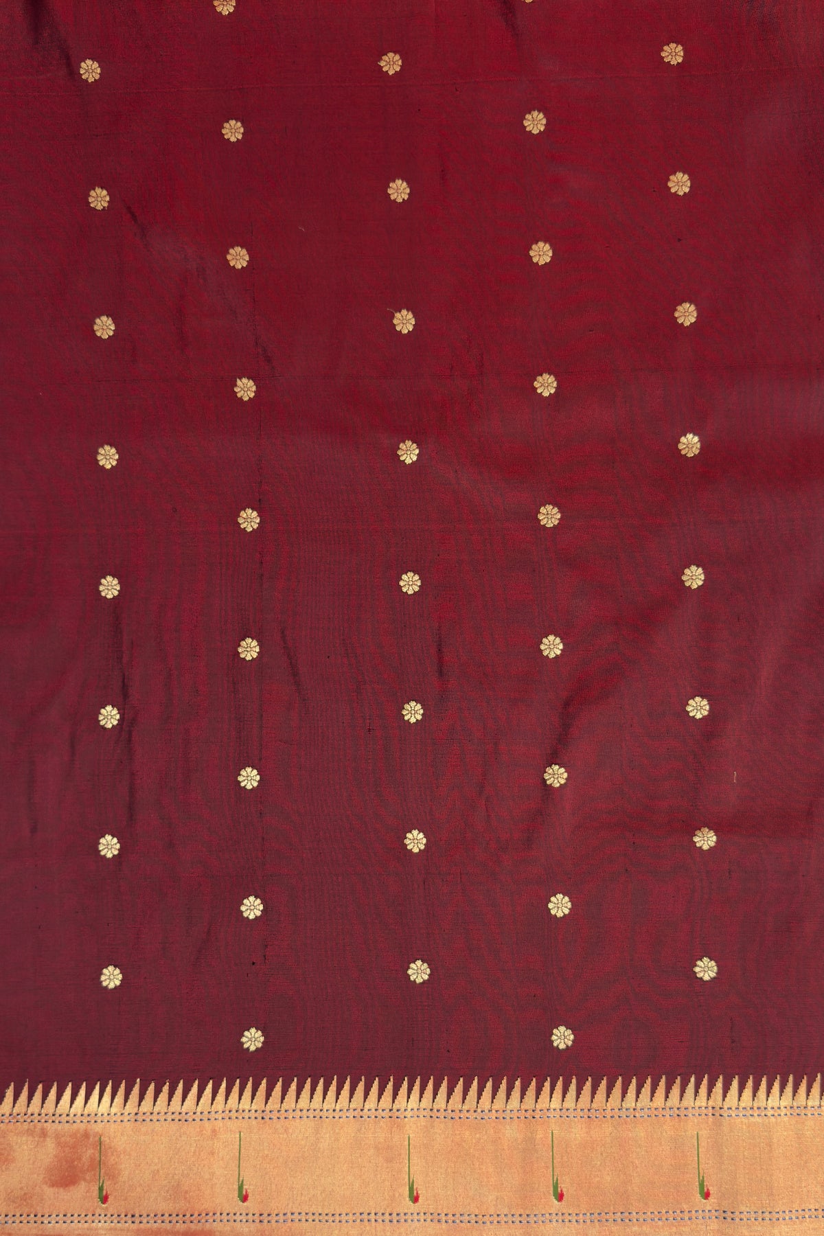Maroon Handloom Paithani Muniya Asawali