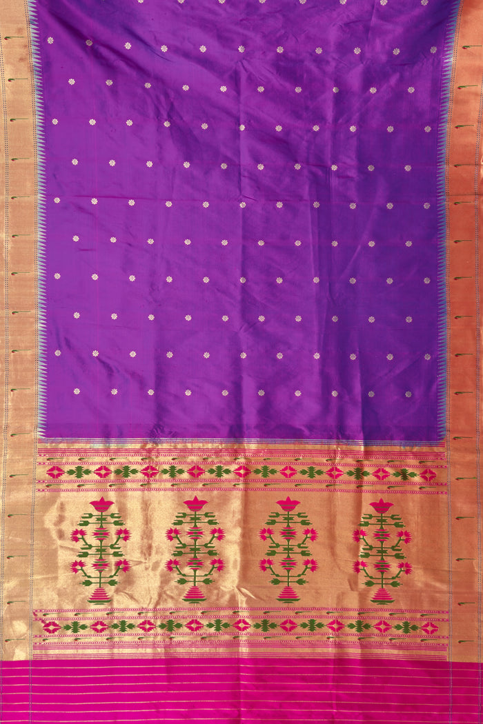 Purple Handloom Paithani Muniya Asawali