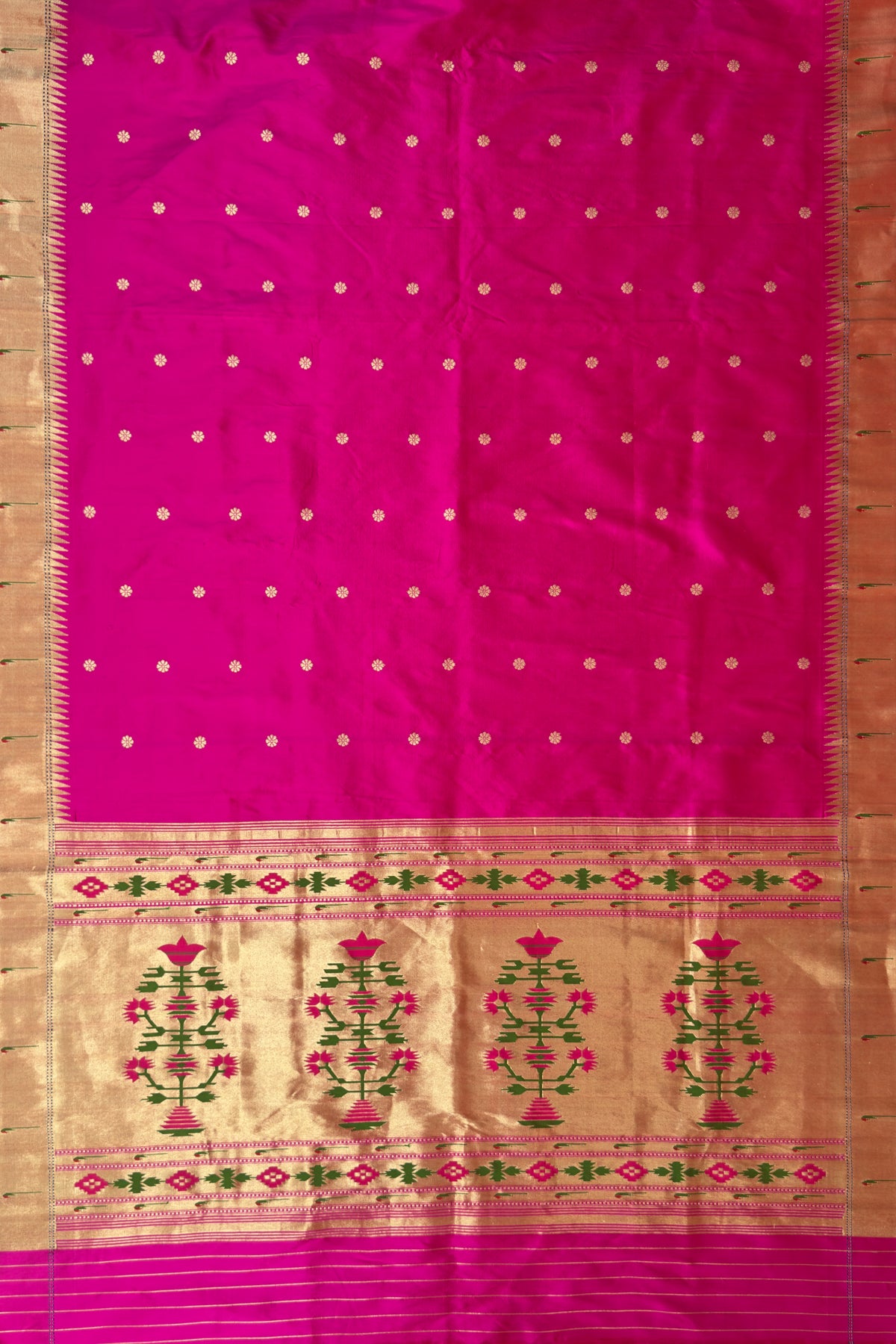 Hot Pink Handloom Paithani Muniya Asawali