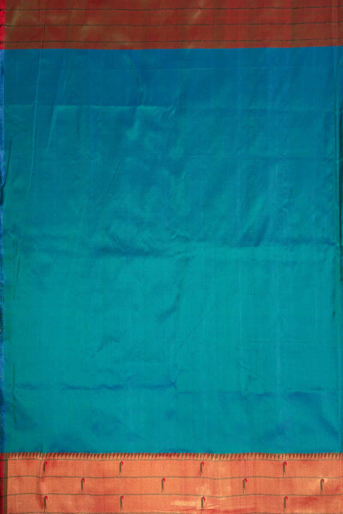 Peacock Blue Handloom Triple Paithani Muniya Paithani