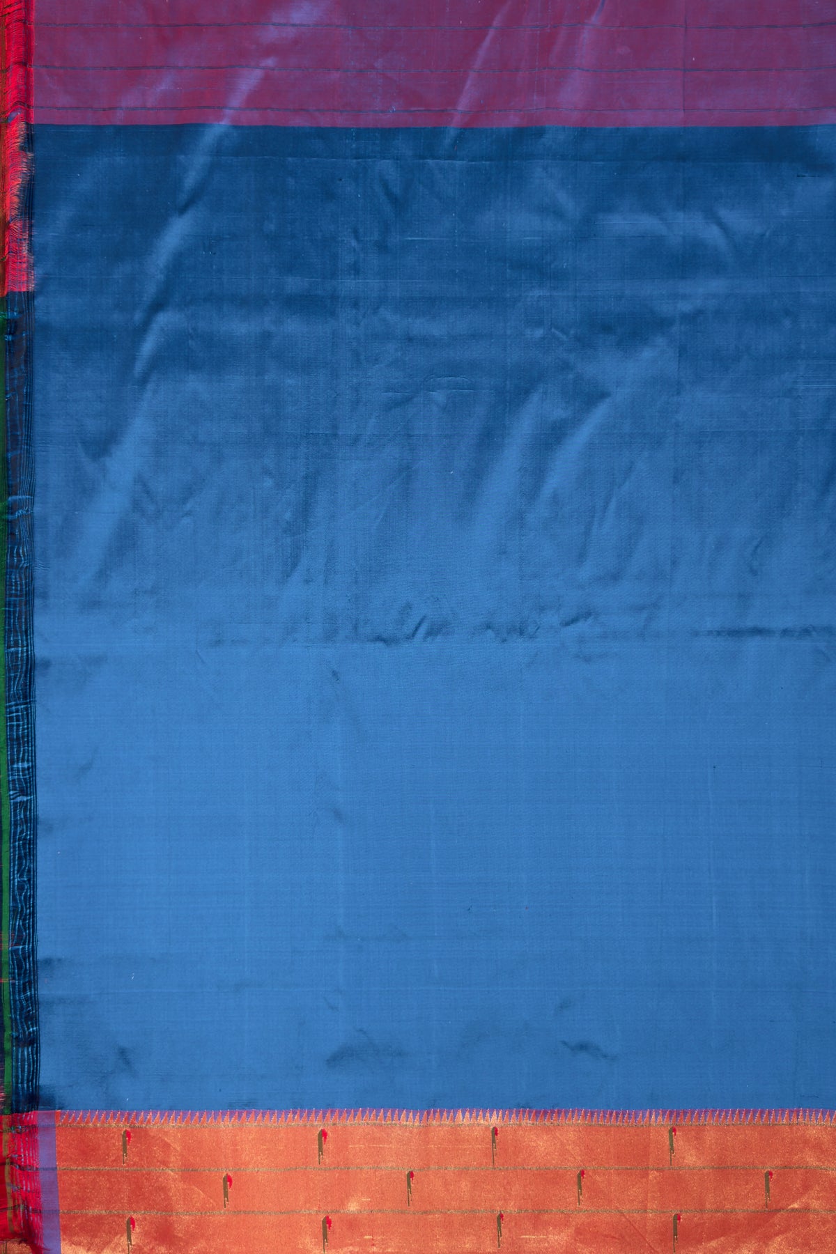 Pecock Blue Handloom Triple Paithani Muniya Paithani